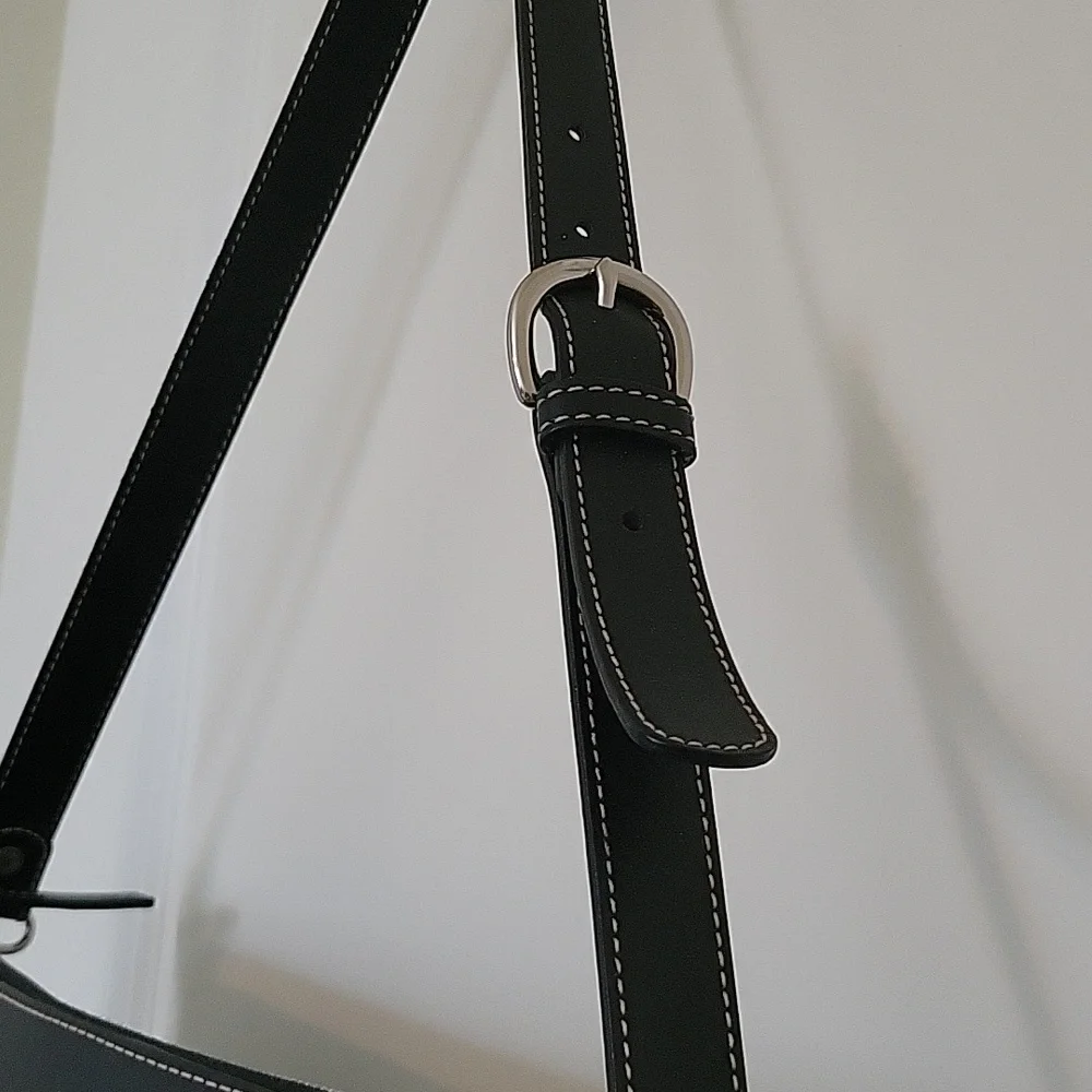 Dooney & Bourke Gray Canvas Black Leather Trim Satchel Shoulder Bag - Picture 16 of 16